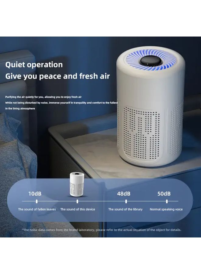 منقي الهواء المحمول الأبيض USB بتقنية الأيونات السالبة يزيل الفورمالديهايد والدخان والروائح ومسببات الحساسية والغبار - Image 5